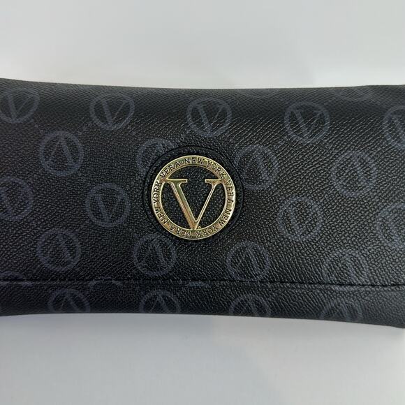VERA NEW YORK Black With Gold Flap Over‎ Flocking Signature Wallet One Size - Picture 4 of 8